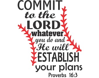 Baseball Mom Proverbs 16:3 Vector Cutting File for Vinyl Cutters svg, dxf, png, pdf