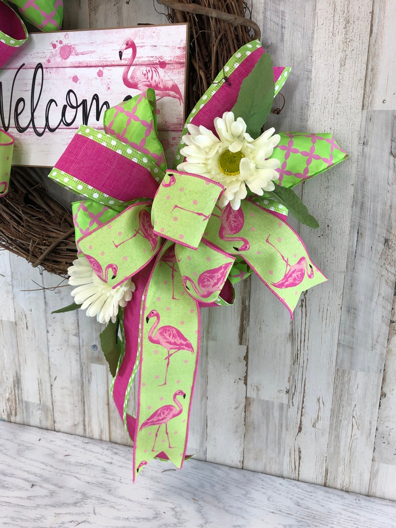 Flamingo Wreath For Door Flamingo Welcome Wreath Pool Wreath Grapevine Wreath Summer Welcome Wreath Outside Wreath Flamingo Decor