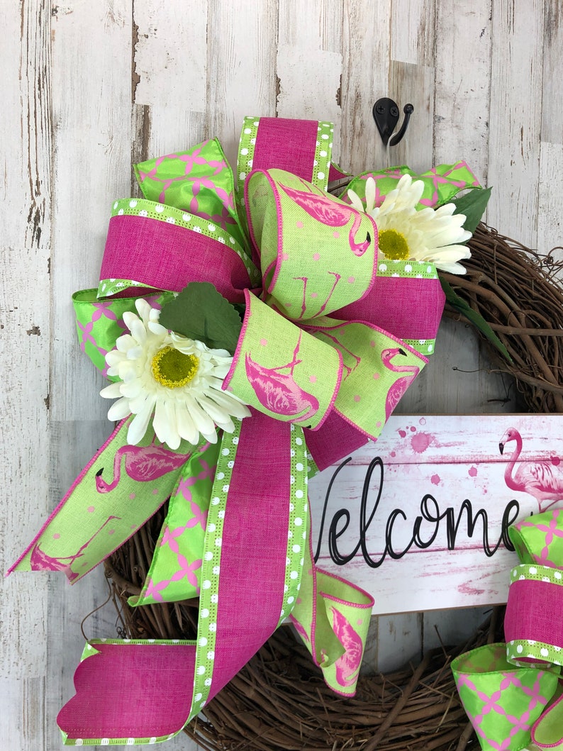 Flamingo Wreath For Door Flamingo Welcome Wreath Pool Wreath Grapevine Wreath Summer Welcome Wreath Outside Wreath Flamingo Decor