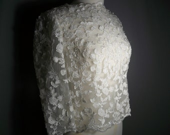 Ivory Lace Wedding Bolero, Bridal Cover Up, Size 14