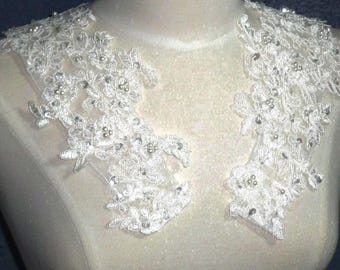 Detachable Lace Bridal Straps, Pair Beaded Attachable Bridal Straps, Shoulder Jewelry, Wedding dress Straps, lace beaded shoulder straps