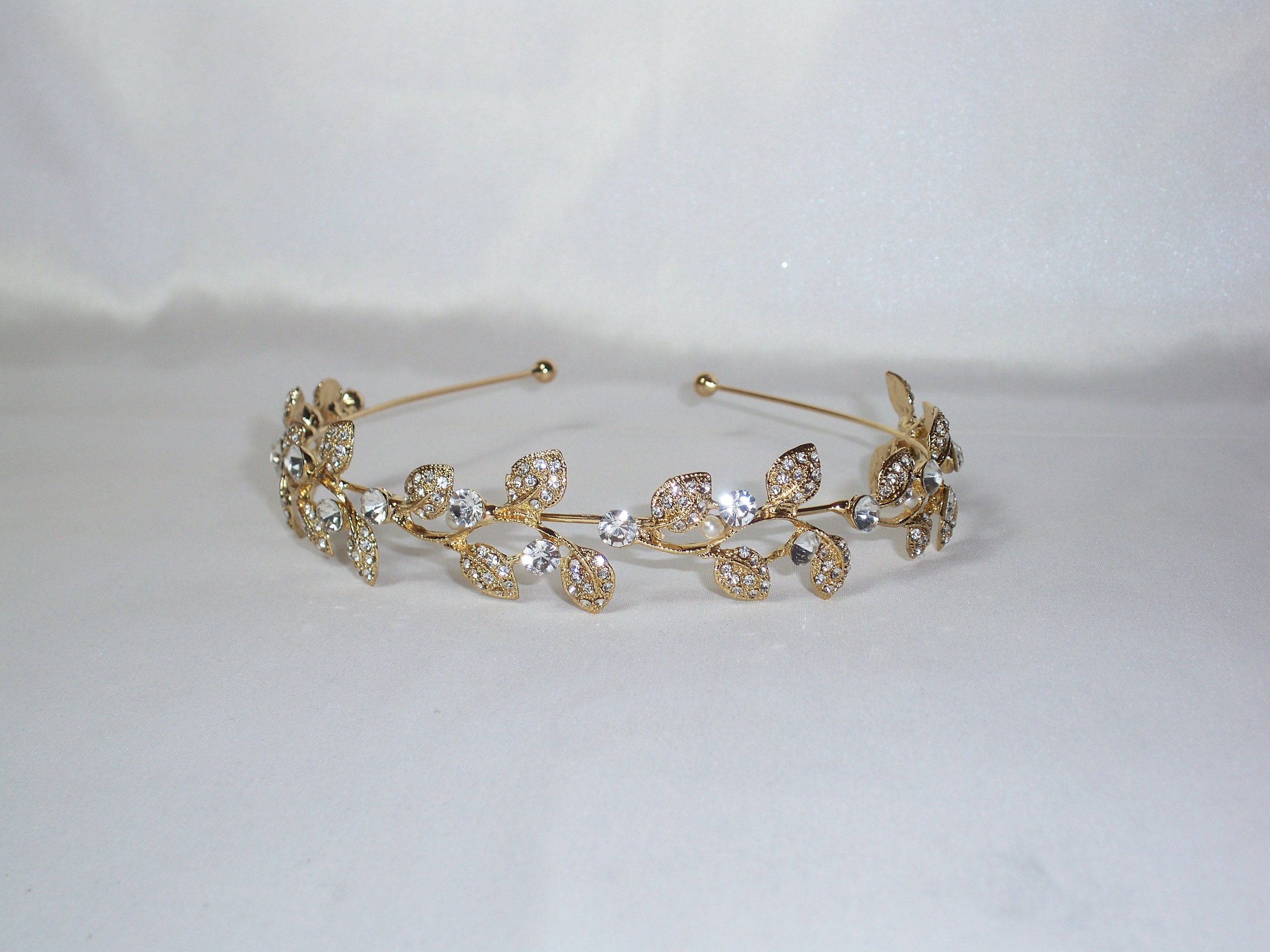 Gold tiara gold headband hairband hair piece rhinestone Etsy