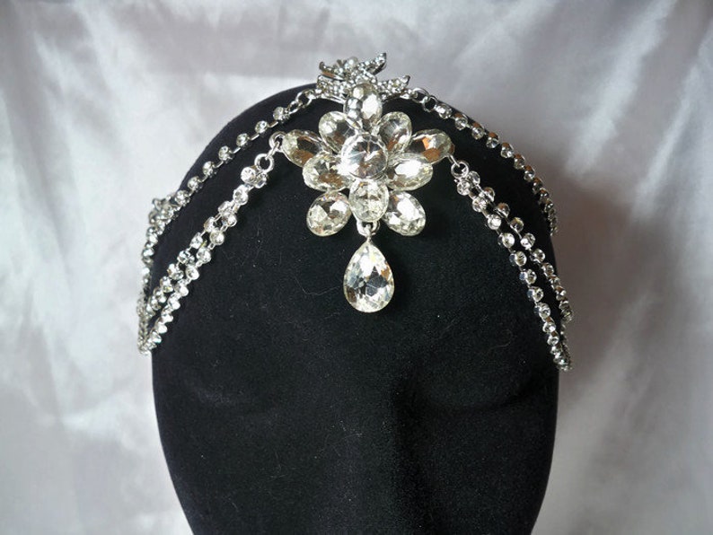 Bridal head piece Bridal Hair Accessories,Bohemian Hair Band Vintage Wedding Tiaras Chains hair chain, rhinestone hairpiece tiara