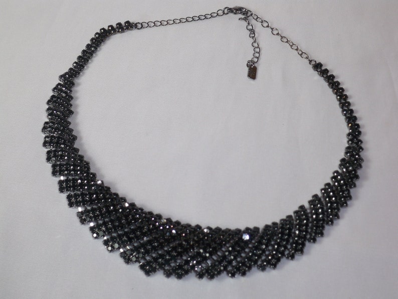 Black rhinestone party formal evening wear necklace set,bridal wedding necklace,prom pageant statement necklace,drag queen gothic necklace, image 5