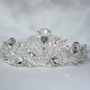 Rhinestone bridal tiara crown,Crystal Tiara,Bridal Crown,Princess Tiara,Floral Crown,Rhinestone Bridal Crown, Bridal Headpiece,Quenceanera