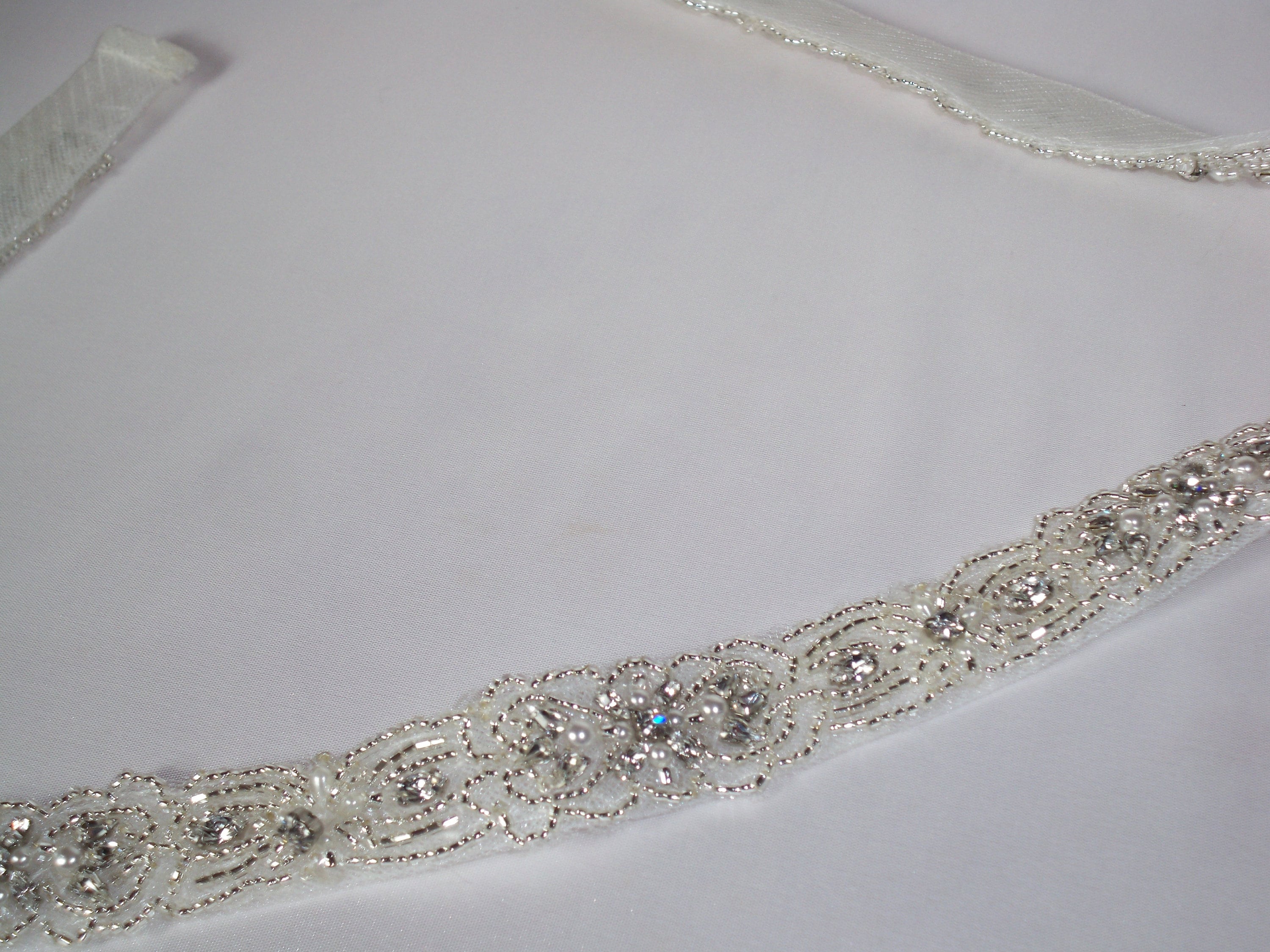 Horsehair bridal belt rhinestone belt sash, bridal dress belt sash, wedding belt Hamilton Vintage Beaded and Crystal Embellished Bridal Belt main image 2