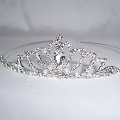 Silver Rhinestone Wedding Tiara Royal Bridal Crown Princess Etsy