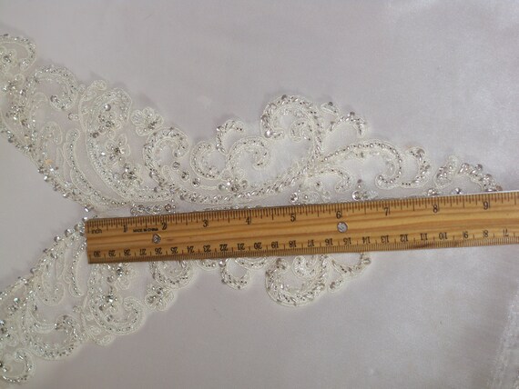 Lace Bridal Applique: V Neck Wedding Dress Insert With Rhinestones - Etsy