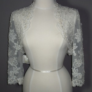 beaded bolero, beaded shrug, bridal bolero, bridal jacket, bridal shrug, bridal cover up, beaded cover up, ivory beaded jacket, white bolero