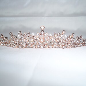 Rose Gold Rhinestone Tiara: Bridal, Quinceanera, or Flower Girl