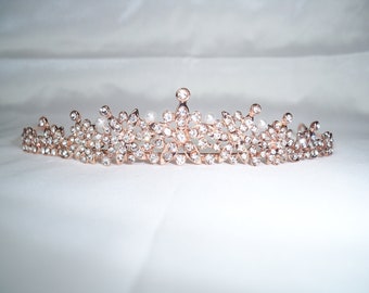 gold tiara, gold bridal tiara, gold Quenceanera party pageant brithday tiara, gold shower tiara, princess tiara, flower girl childrens tiara
