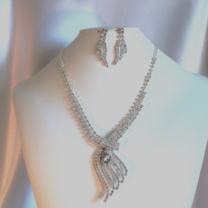Deco Rhinestone Necklace Set: Bridal Wedding Jewelry