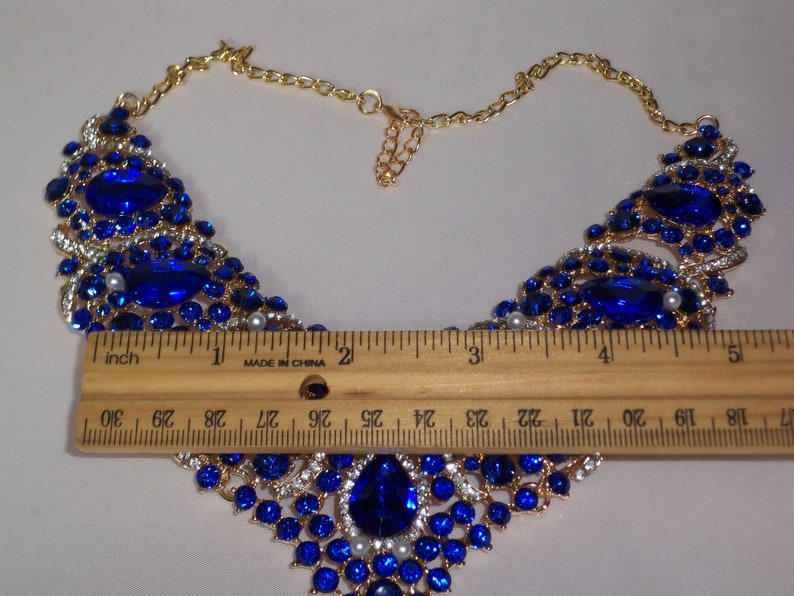 Blue Rhinestone Necklace Set: Bridal Ballroom Jewelry image 7