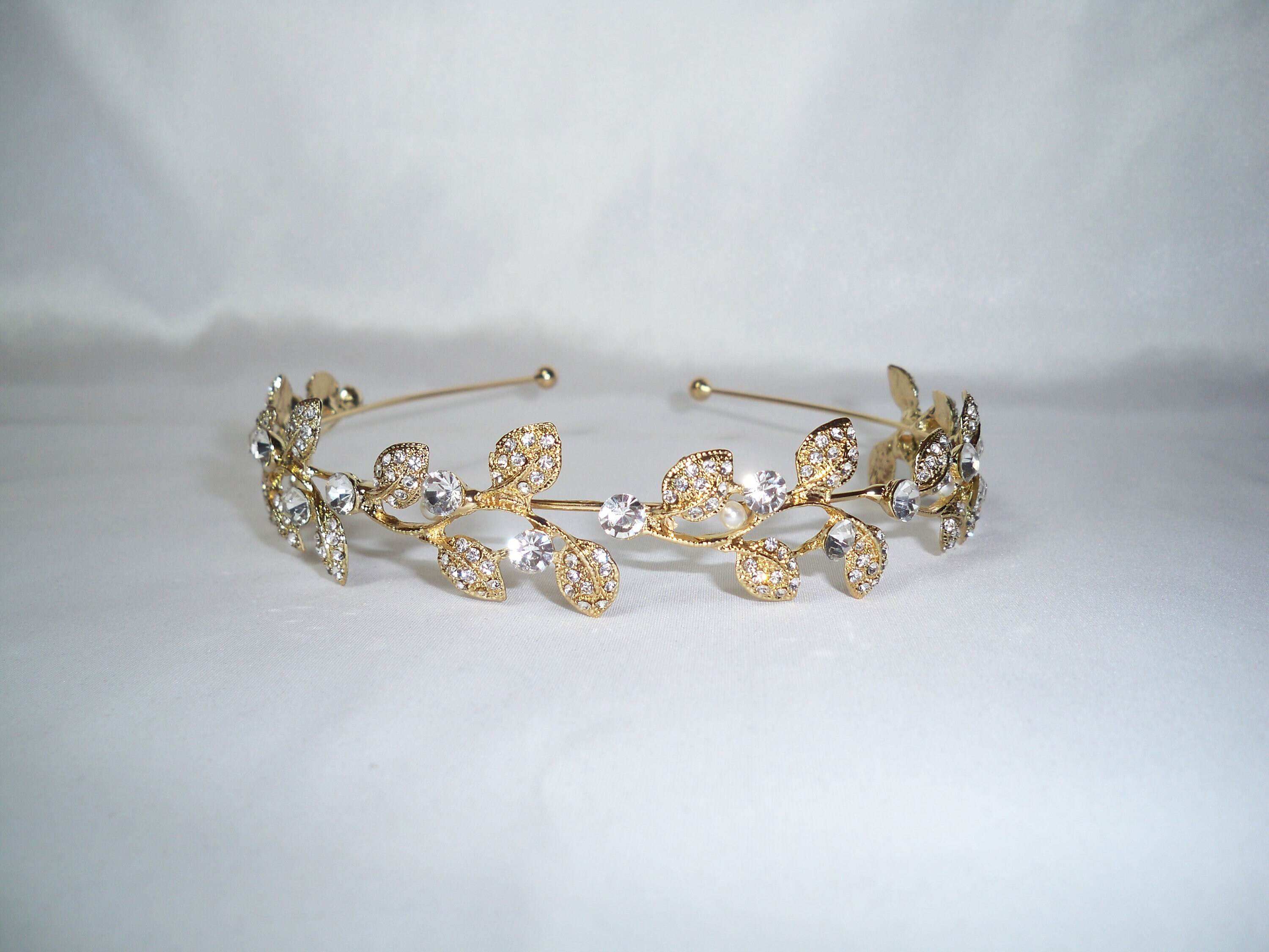 Gold tiara gold headband hairband hair piece rhinestone Etsy
