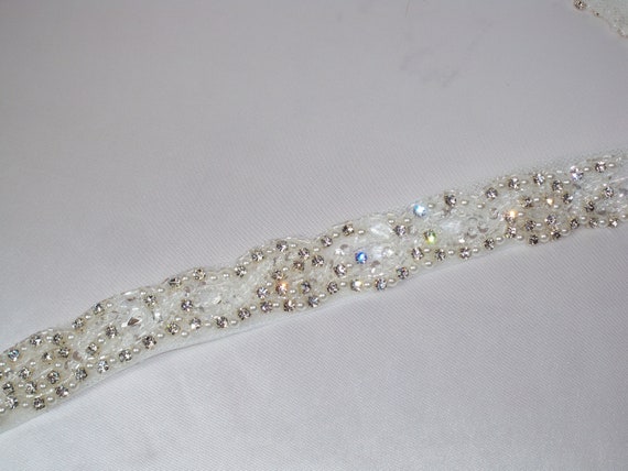 Rhinestone Bridal Belt Sash: Horsehair Beaded Wedding Dress  display picture 2