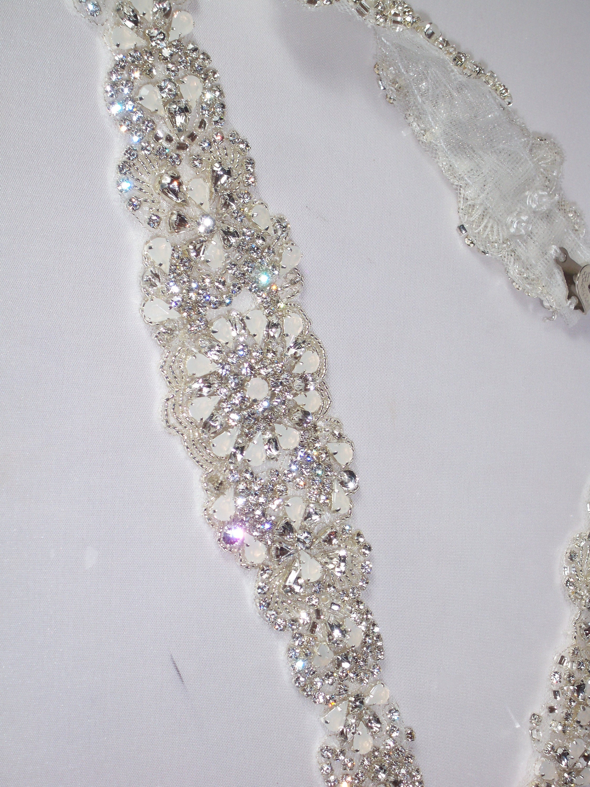 Opalescent beaded wedding bridal belt sash, rhinestone beaded sash belt410 Opalescent Rhinestone Beaded Bridal Belt Sash - Etsy main image 2