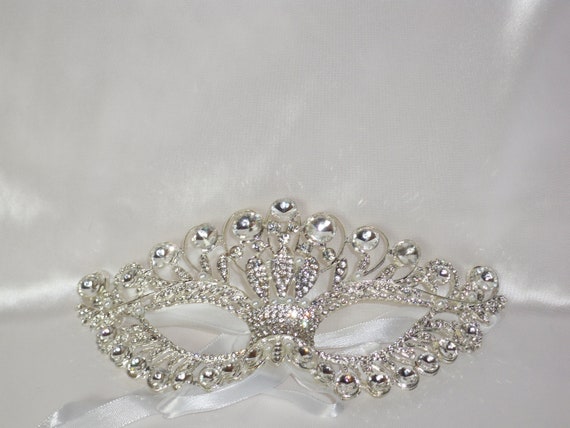 Gold Crystal Rhinestone Quinceanera Mardi Gras Masquerade Eye Mask Wedding