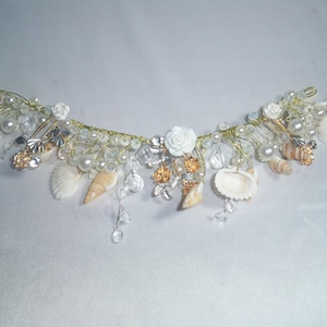 Natural Shell Tiara, Gold Tiara Crown, Wedding Tiara, Shell Crown, Wedding Headpiece Hairpiece  Head Wreath Tiara Cosplay Mermaid Accessory