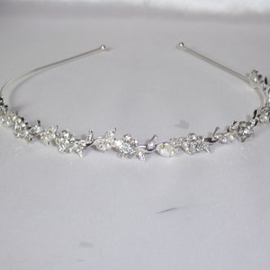 Rhinestone Pearl Flower Tiara: Bridal Wedding Headband