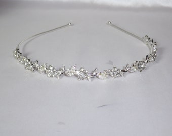 Rhinestone pearl headband, hairband, tiara, bridal wedding tiara,flower girl tiara party princess child tiara headband,first communion tiara