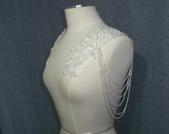 Detachable Straps White Wedding Dress Straps Shoulder Jewelry Crystal Beaded Straps Bridal Shoulder Strap, Shoulder Jewelry,detachable strap