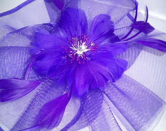 Purple fascinator hat headpiece, English hat fascinator headband, Kentucky derby fascinator, hat fascinator, purple mini clip on hat