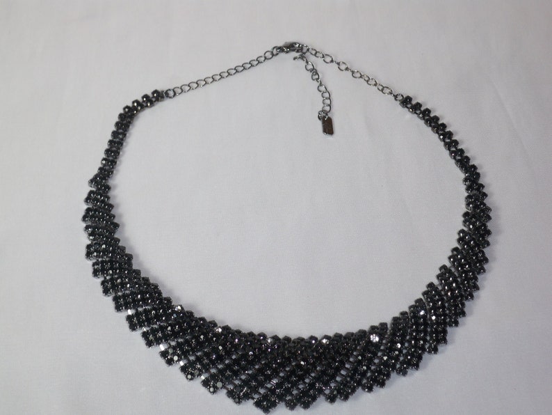 Black rhinestone party formal evening wear necklace set,bridal wedding necklace,prom pageant statement necklace,drag queen gothic necklace, image 7