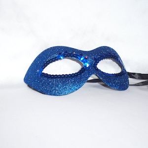 Blue glitter glam mask, masquerade costume ball mask, prom party mask, venetian masquerade mask, bridal wedding mask,halloween costume mask