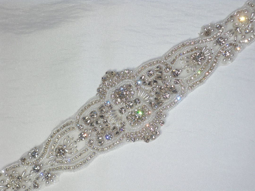 Rhinestone Pearl Beaded Bridal Belt: Wedding Dress Sash (28  display picture 1