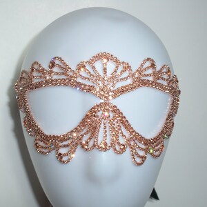 Rose gold bridal wedding rhinestone mask, masquerade costume ball mask, prom party mask, mardi gras mask, new years halloween mask,rose gold