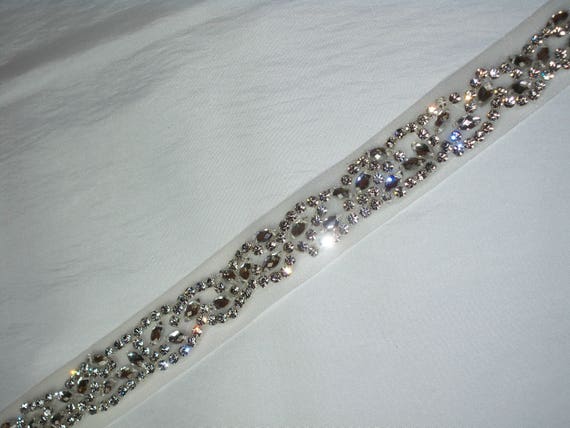 Rhinestone Bridal Belt: Horsehair Wedding Dress Sash (26 1/4  display picture 1