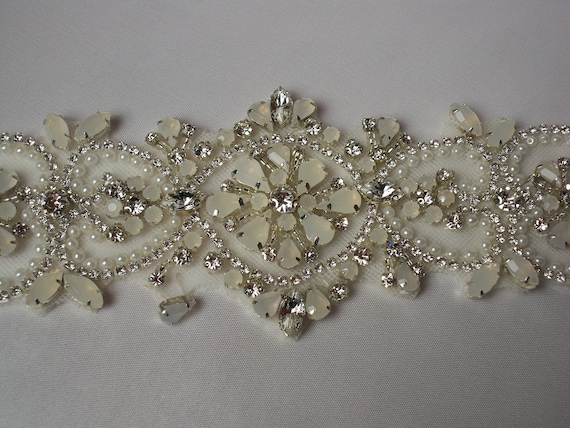 Opalescent Beaded Bridal Belt: Rhinestone Wedding Sash - Etsy display picture 3