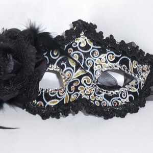 Black Masquerade Mask - Rhinestone Masquerade Mask -Costume party- Masked ball- Masquerade Ball- Mardi Gras Mask- Prom Bridal Mask Halloween