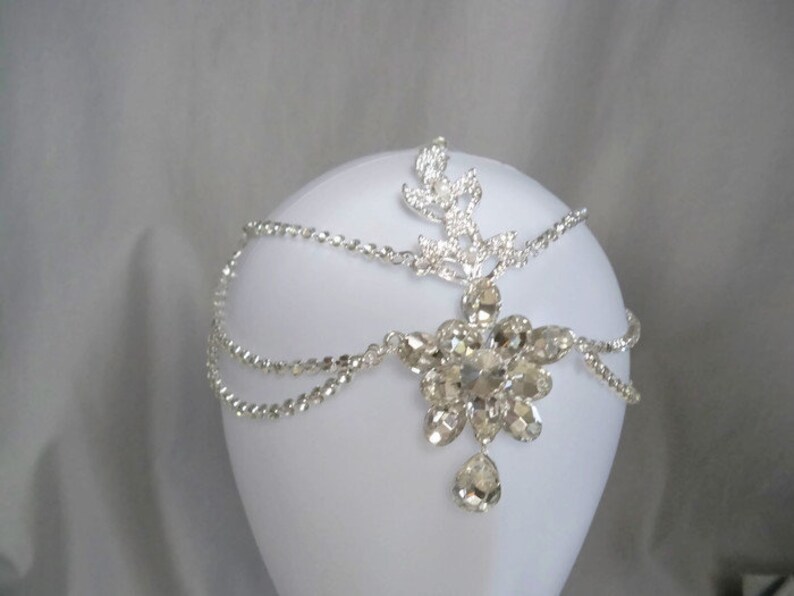 Bridal head piece Bridal Hair Accessories,Bohemian Hair Band Vintage Wedding Tiaras Chains hair chain, rhinestone hairpiece tiara