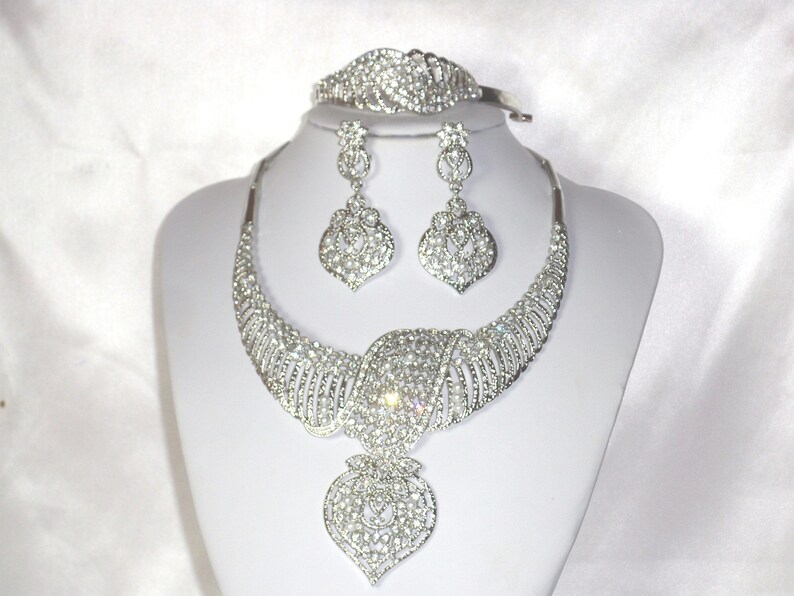 Rhinestone Pearl Bridal Necklace Set: Wedding Jewelry 画像 7