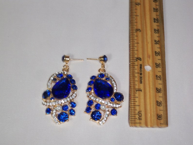 Blue Rhinestone Necklace Set: Bridal Ballroom Jewelry image 4