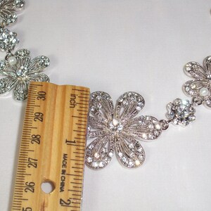 Rhinestone Flower Bridal Necklace: Statement Pageant Prom Jewelry image 5