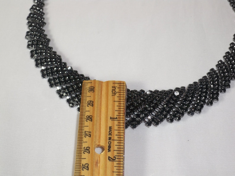 Black rhinestone party formal evening wear necklace set,bridal wedding necklace,prom pageant statement necklace,drag queen gothic necklace, image 6