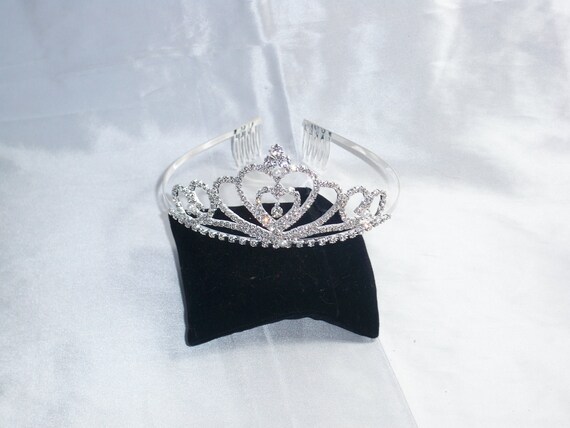 Heart Rhinestone Tiara Crown: Bridal Prom Headpiece - Etsy display picture 2