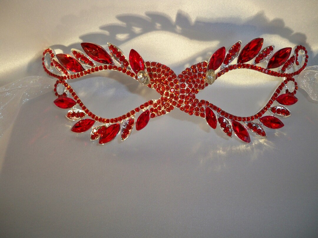 Red Rhinestone Masquerade Mask: Bridal, Prom, Costume Ball - Etsy