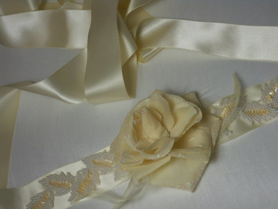 Floral Beaded Bridal Belt: Glittery Flower Wedding Sash - Etsy display picture 3