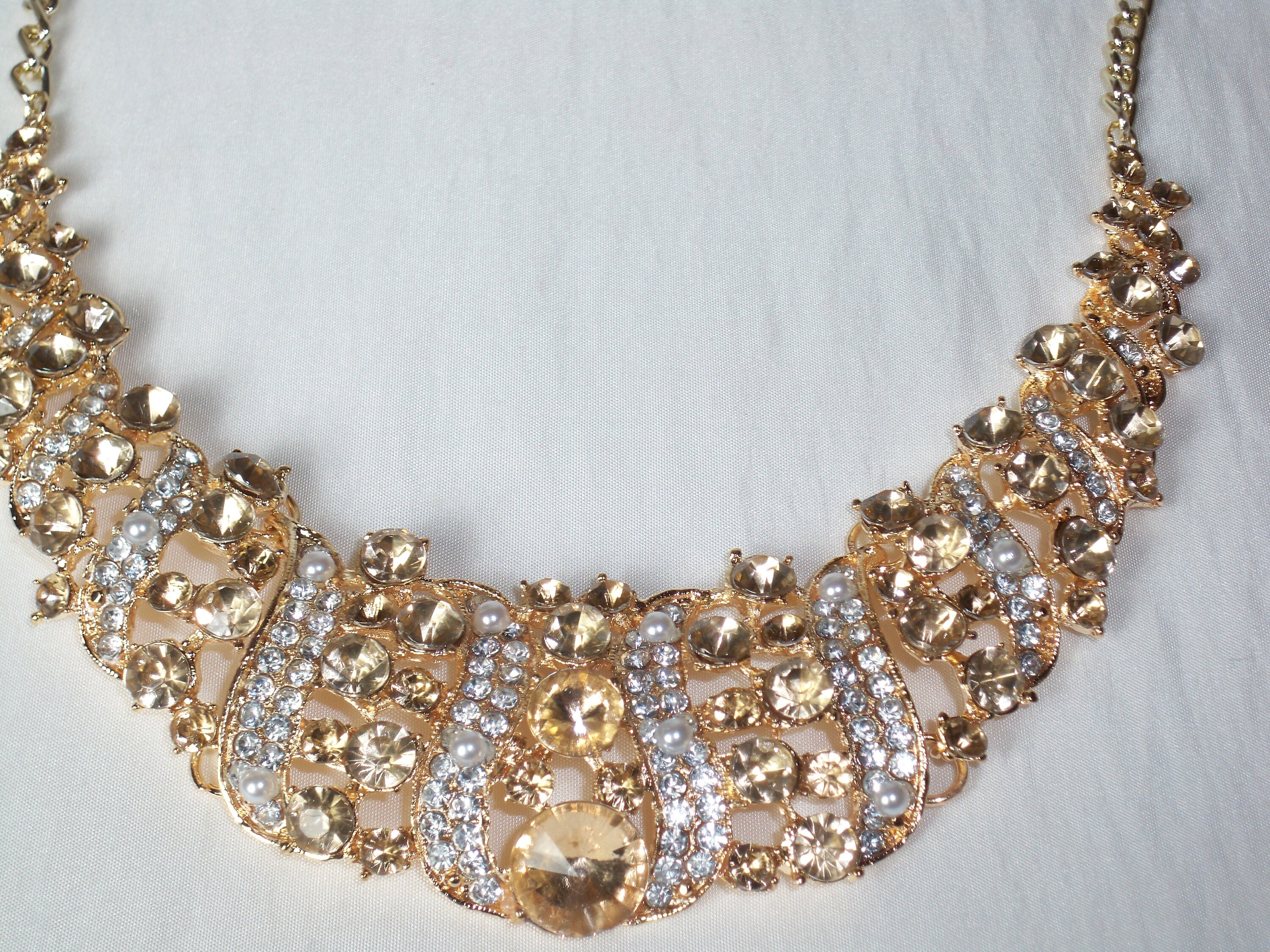 Champagne rhinestone necklace set bridal necklace mother of | Etsy