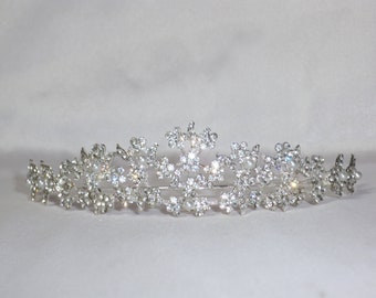 tiara, rhinestone tiara crown, bridal tiara, bridal crown, prom princess party tiara, birthday tiara, flower girl first communion tiara