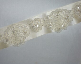 Lace Bridal Belt Wedding Dress Sash Hand Beaded off White - Custom Colors  to Order STYLE: Sylvia - Etsy