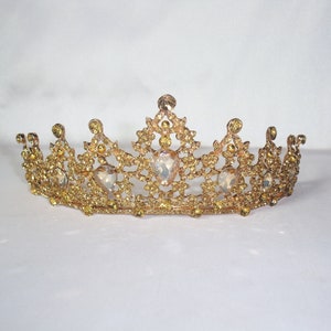 Gold rhinestone pearl tiara, bridal tiara, princess tiara, birthday tiara, gold tiara, Quenceanera tiara, gold crown, rhinestone tiara,