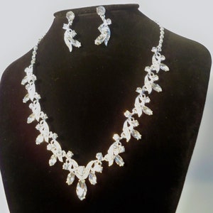 Clear rhinestone necklace set, wedding bridal MOB necklace, prom homecoming party formal evening necklace drag queen ballroom dance necklace