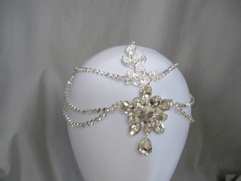 Bridal head piece Bridal Hair Accessories,Bohemian Hair Band Vintage Wedding Tiaras Chains hair chain, rhinestone hairpiece tiara