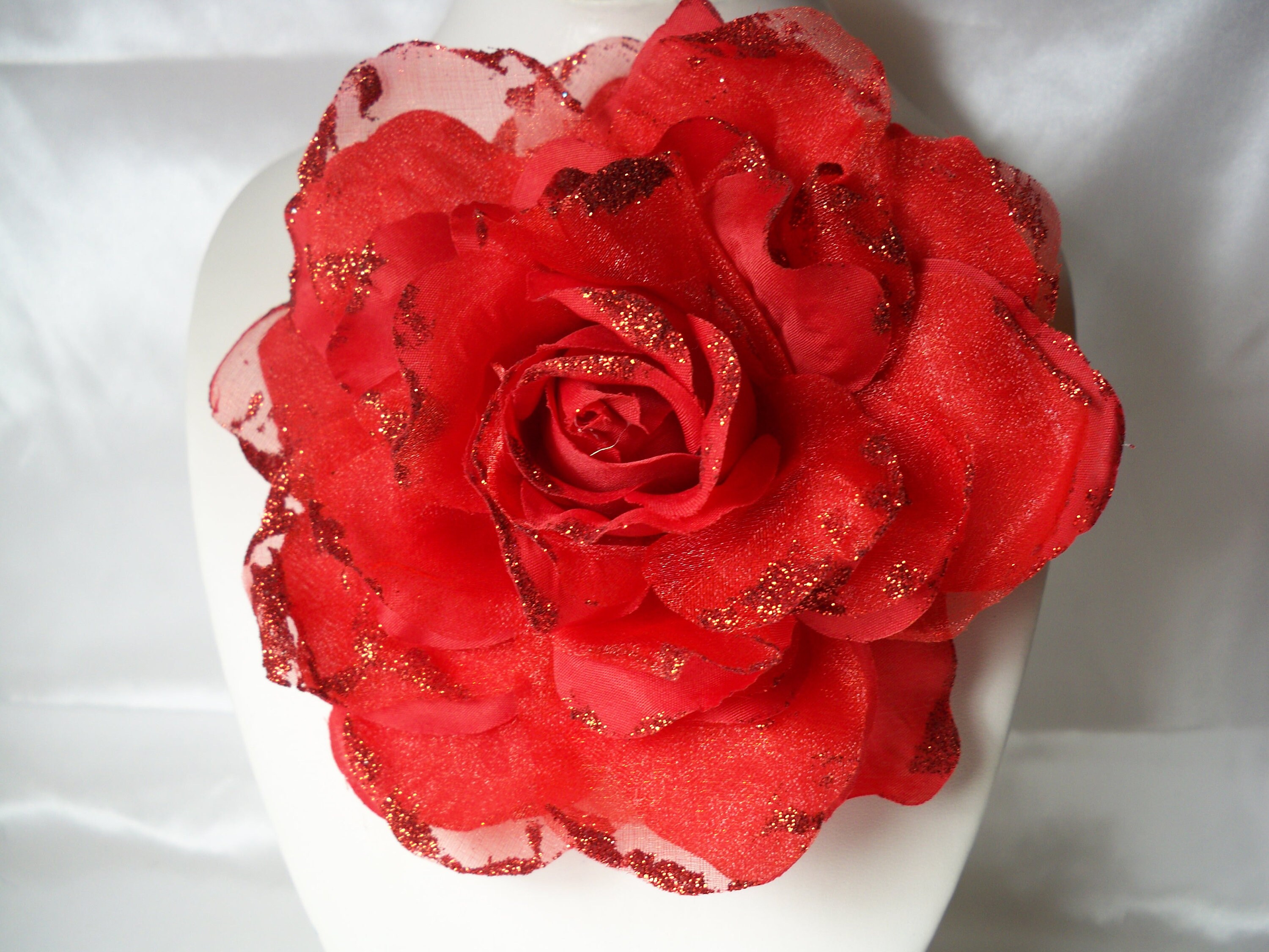 Big red sale flower hair clip