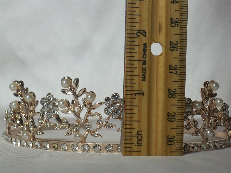 Wedding Crown Bridal Crown Rhinestone Tiara Pale Rose Gold Floral Tiara\uff0cBotanical Bridal Tiara Bridal Wedding Headpiece tiara crown
