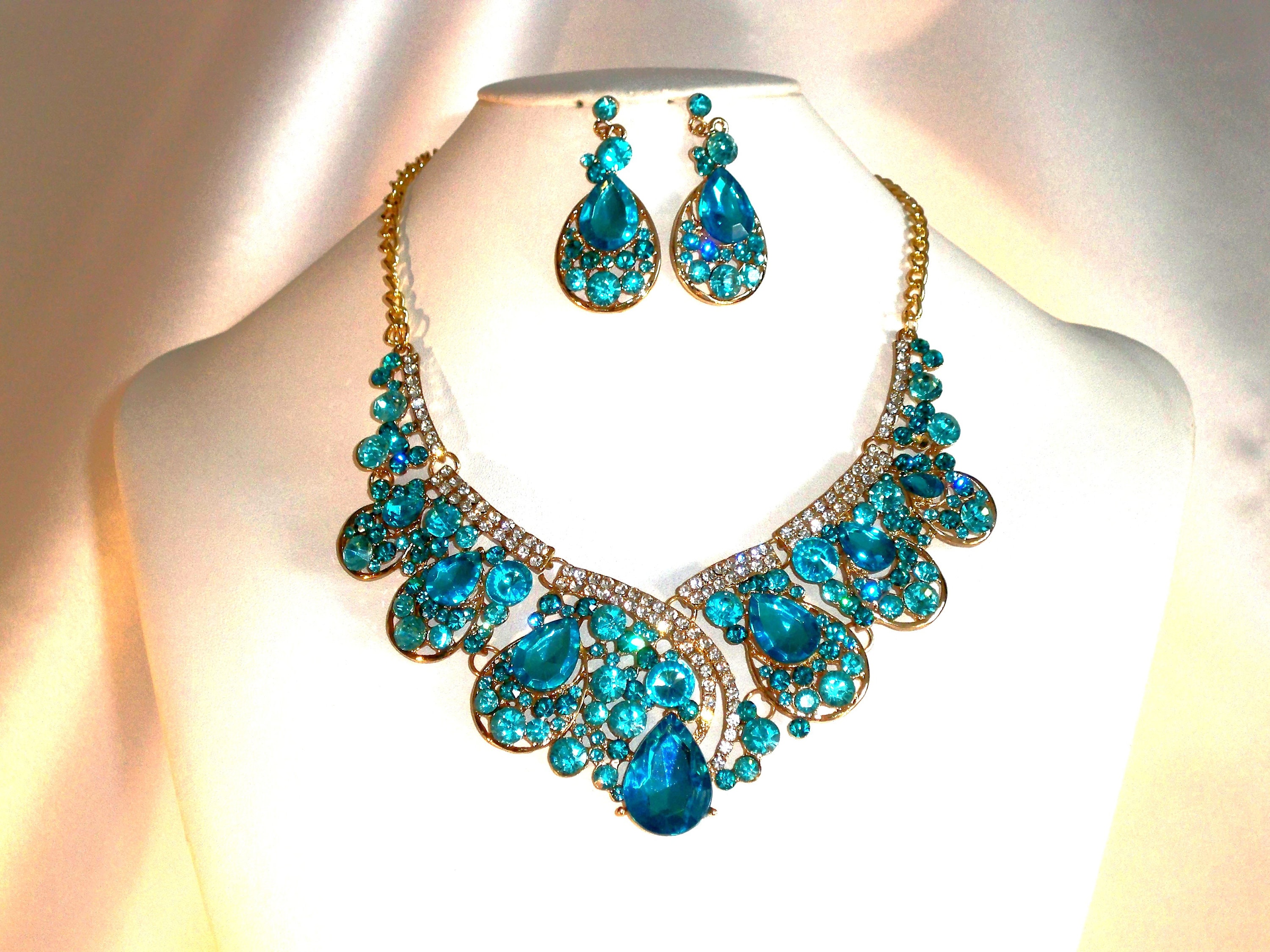 Girlssory Bride Wedding Jewelry Set: Rhinestone Crystal Necklace, Earrings, Bracelet & Ring For Women - Wedding, Prom & Formal Events - View #8